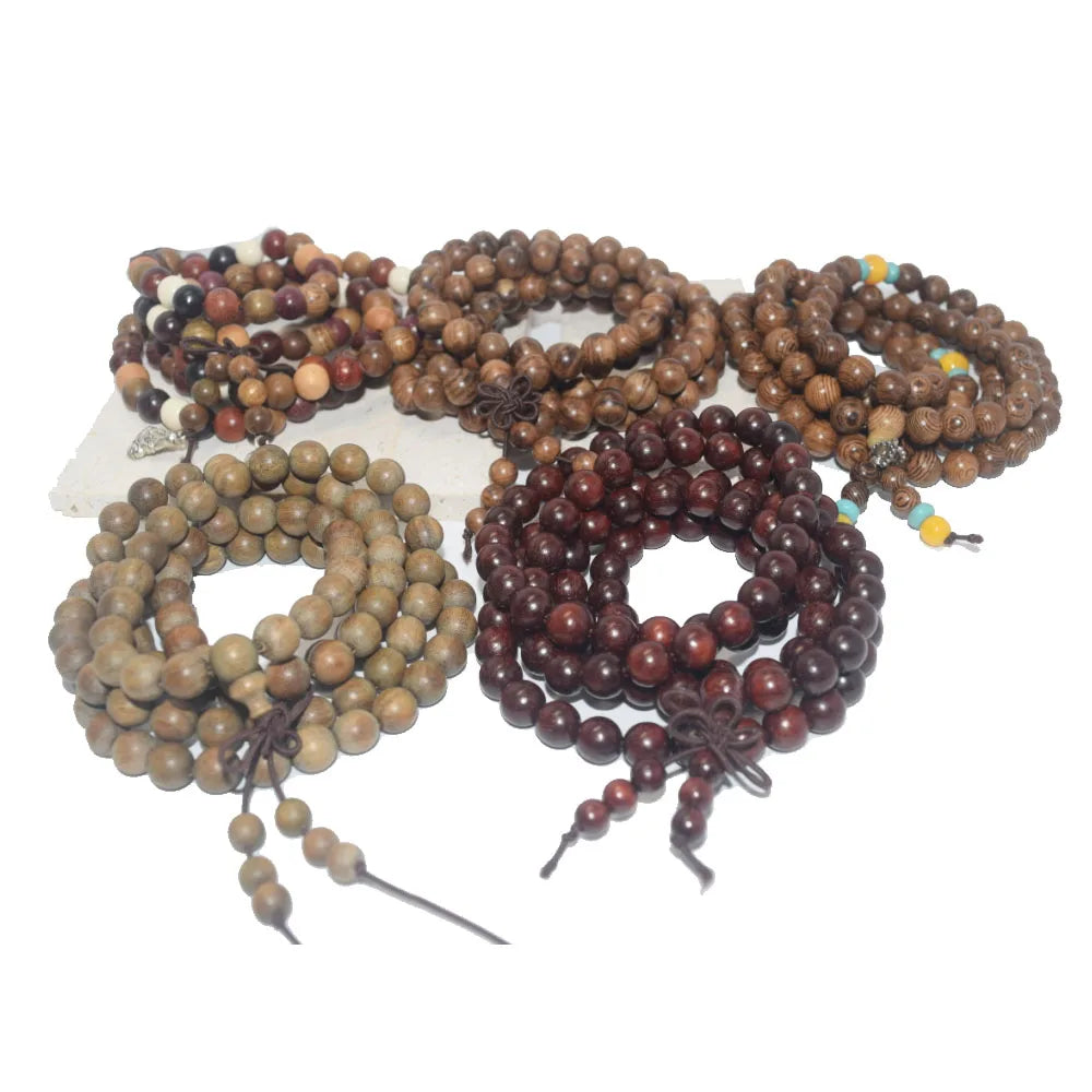 Wholesale Bulk Handmade Natural Wood Mala Prayer 108 Chakra Meditation Yoga Beads Necklace Bracelet Jewelry