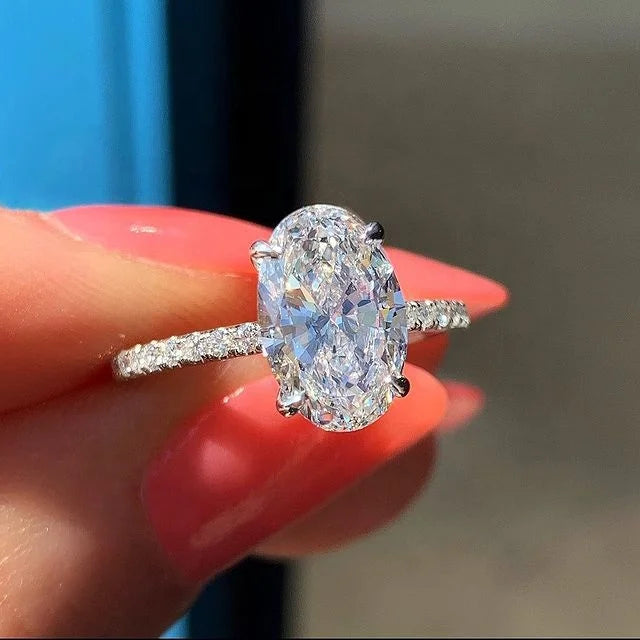 Wholesale Price 9K 10K 14K Real Solid Gold Vvs D Color Oval Diamond Engagement Rings Moissanite