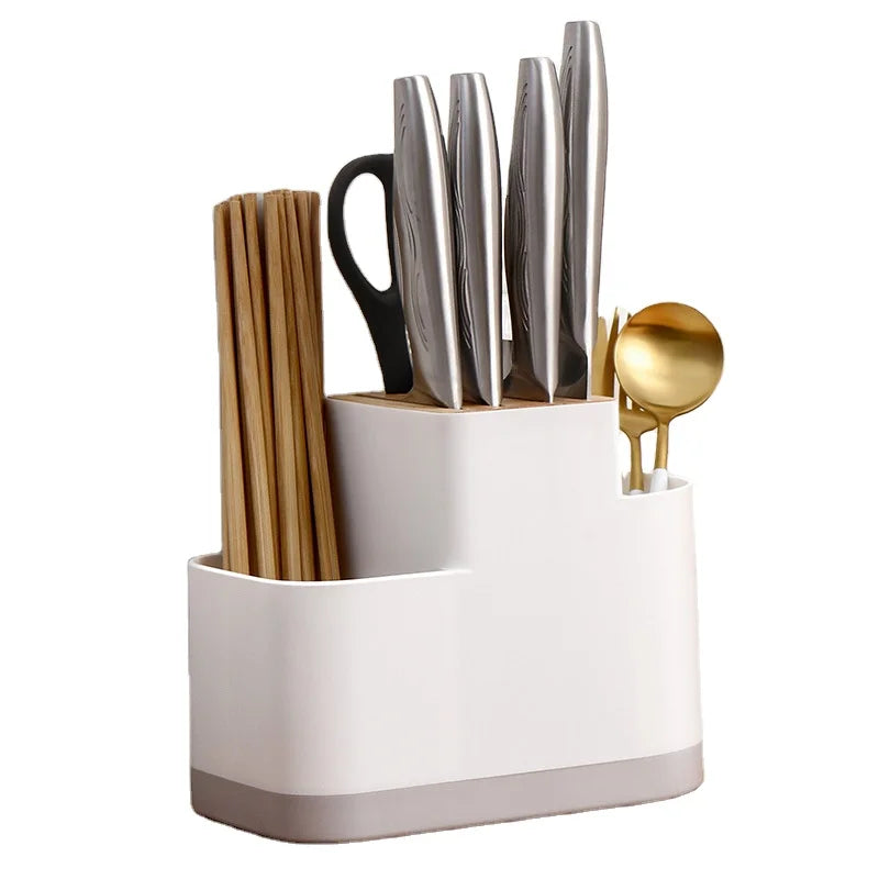 Kitchen Utensil Holder Dish Drainer Chopsticks Spoon Fork Tableware Drain Storage Box Utensil Organizer Box