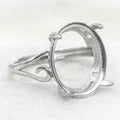 Sterling Silver 13*15mm Semi Mount Ring Empty Frame Blank Support Setting S925 Base Holder Without Center Stone for DIY Inlay
