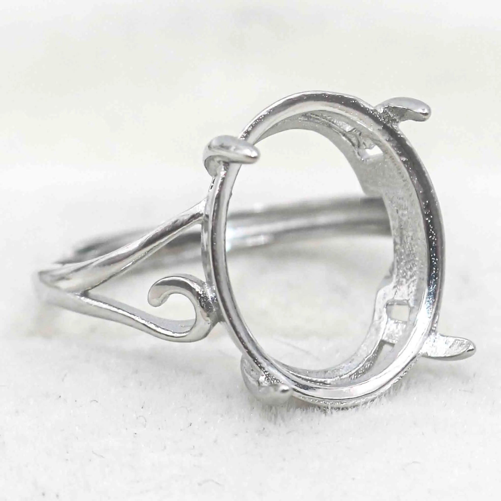 Sterling Silver 13*15mm Semi Mount Ring Empty Frame Blank Support Setting S925 Base Holder Without Center Stone for DIY Inlay