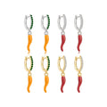 FUAMAY Gold Plated 925 Sterling Silver Zircon Hot Yellow Red Enamel Peppa Drop Chili Pepper Earrings