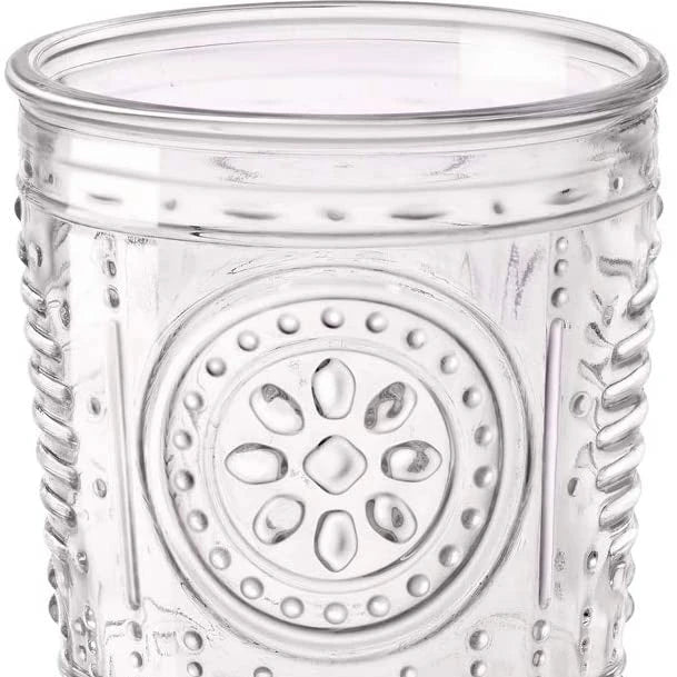 10.25 Ounces Italian Style Premium Glass Set Romantic Water Glassware for Refreshments Soda & Beverages Tea Cups & Saucers