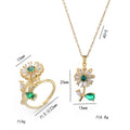 Stainless Steel Jewelry Set Non Fade Rotating Zircon Daisy Flower Pendant Elegant Gold Plated Necklace Jewelry for Women Girls