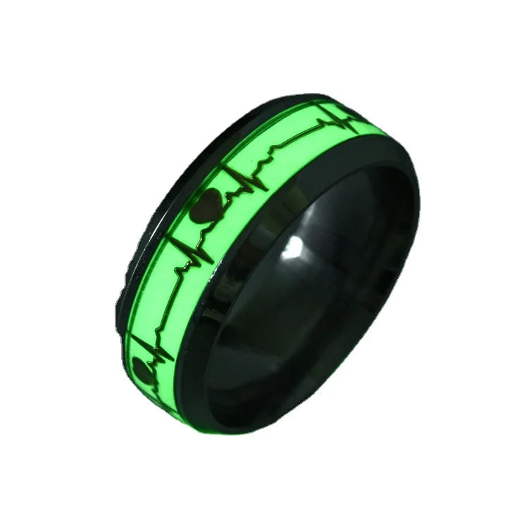 W106 Ring Light Glow in the Dark Love Heart Ring Light With Tripod Stand Stainless Steel Women Man Unisex Finger Jewelry