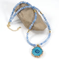 Natural Green Flourite Aquamarine Stone Necklace for Women Healing Crystal Pendent Energy Stone Jewelry Fashion Beaded Necklace