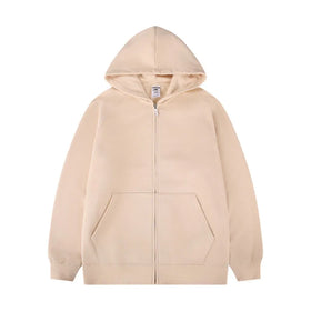 High Quality 490g 100% Cotton French Terry Hoodies Oversized Zip up Customized Logo Hooded Collar Print Pattern Autumn Season