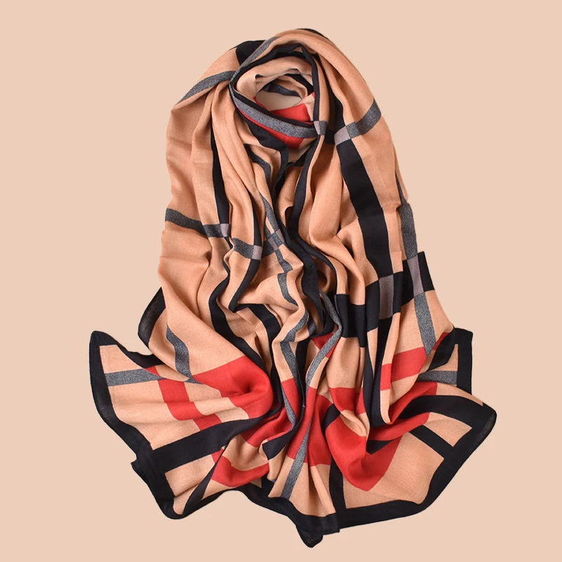 Wholesale New Fashion Long Cotton Cashmere Scarf Geometry Design Women's Warm Shawl for Travel for Winter Warmth