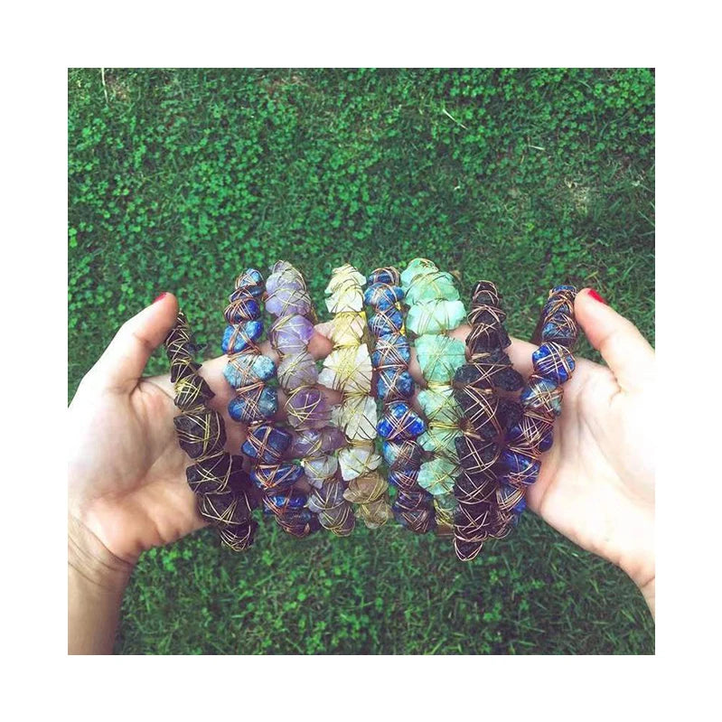 New Natural Amethyst Crystal Quartz Rough Stone Wrapped Crown Hair Band for Wedding Fashion Headband for Bridal Accessories