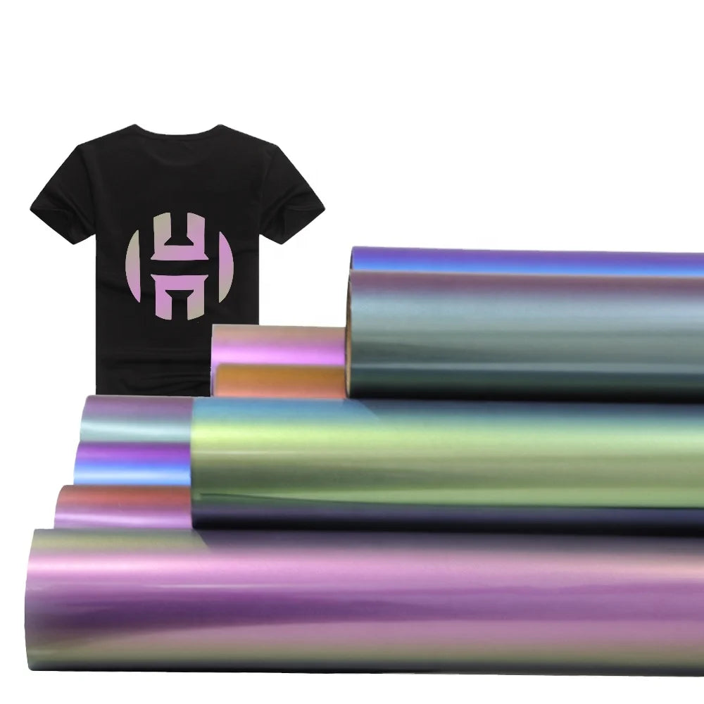 PU Chameleon HTV Color Change Hologram Aurora Effect Heat Transfer Vinyl Iron on Easy to Weed T-Shirt Bags Factory Wholesale