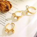 Chic 18k Gold Plated Bowknot Waterdrop Ring Women Wedding Statement Stainless Steel Ring Bijoux Acier Inoxydable