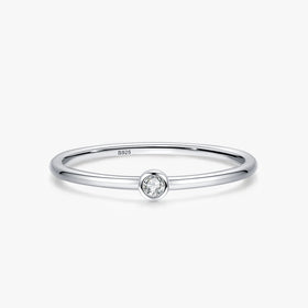 Ailmay Authentic 925 Sterling Silver Minimalist Fashion Shiny Clean Zircon Women's Low Allergy Wedding Jewelry