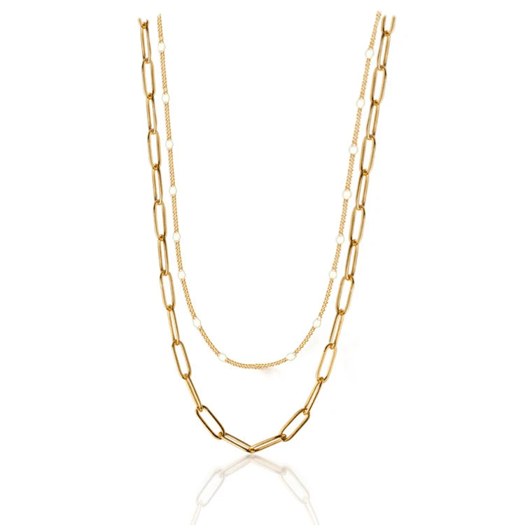 Double Layer Chain Necklace Simple Minimalist Punk Chain Necklace for Women Men Goth Jewelry Gift