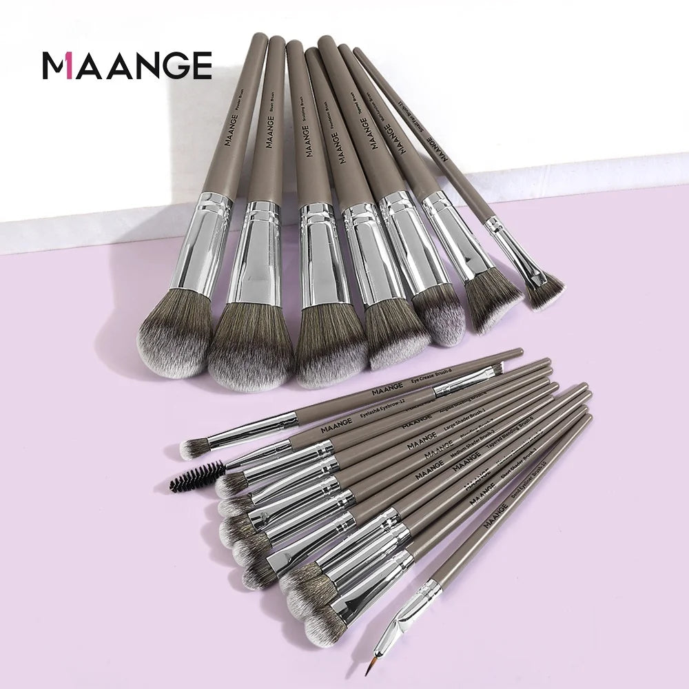 MAANGE New Design 18pcs Brown Private Label Makeup Brush Set Professional Facial Beauty Tools Makeup brushes