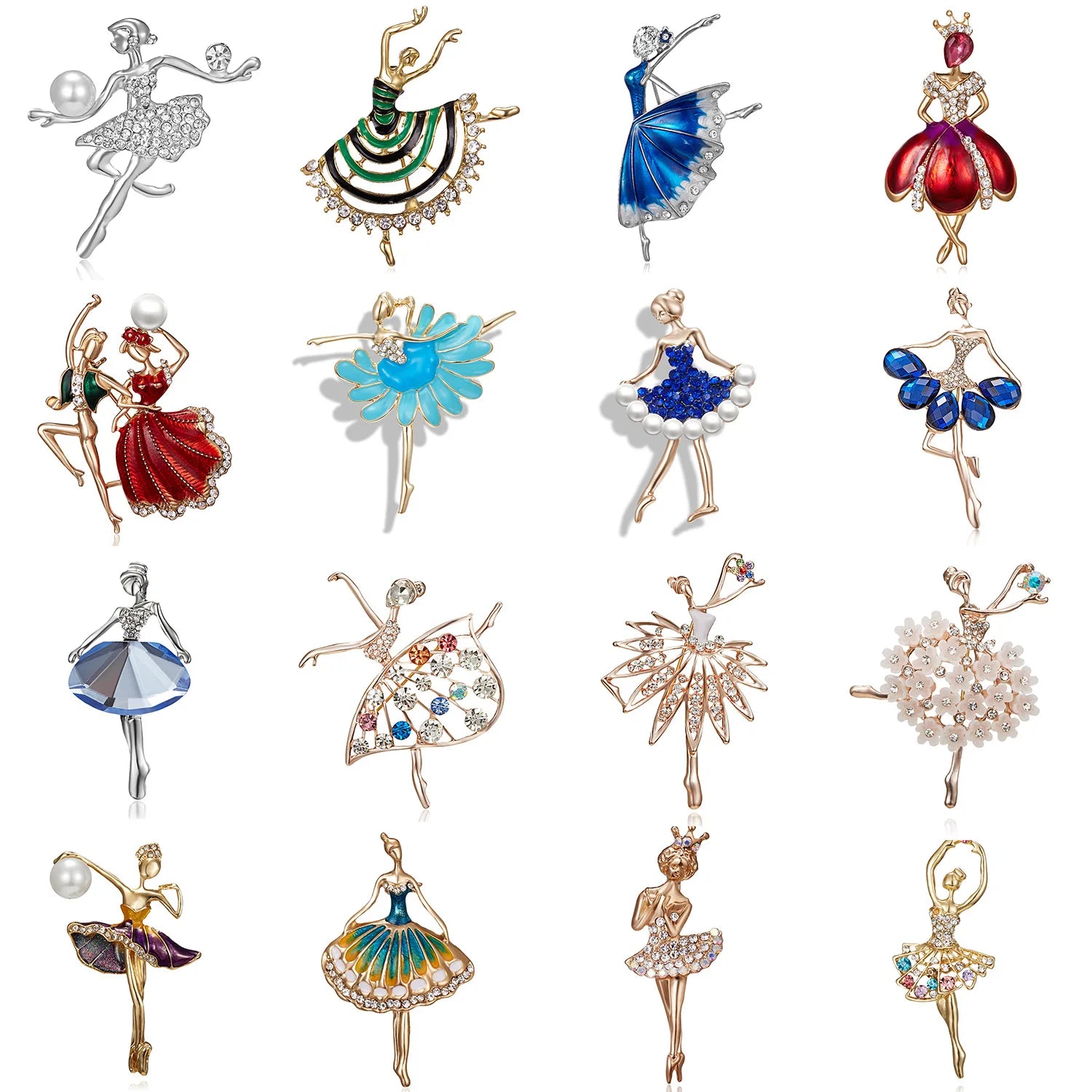 Jachon Hot Selling Ballet Dancing Girl Brooch Fashion Elegant Dance Dress Diamond Ladies Corsage