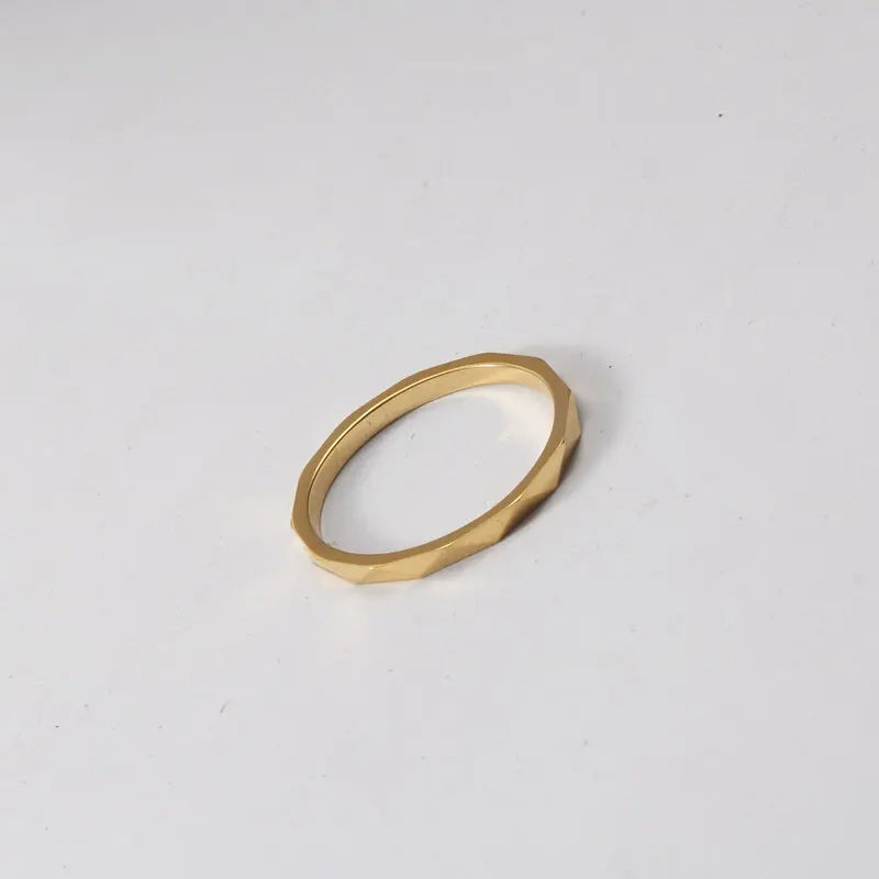 Joolim High End 18K Gold Plated Tungsten Stainless Steel Triangular Facet Dainty Rings for Women Finger Ring Non Tarnish