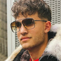 UNOC Square Men's Fashion Sunglasses 2022 Metal Frameless UV400 Cut Edge Trendy New Style