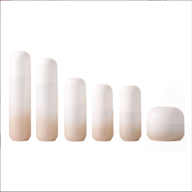 New Press Type Essence Lotion Liquid Foundation Cosmetics Glass Packaging 50g Face Cream Cream Water Emulsion Set Bottle