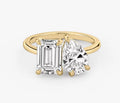 Customized  Gold Plated S925 Silver Square and Pear Big Cubic Zirconia Stone Jewelry Ring for Women