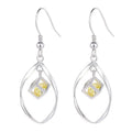 925 Sterling Silver Drop Earrings with Dancing Yellow Stone Dangle Earrings for Women