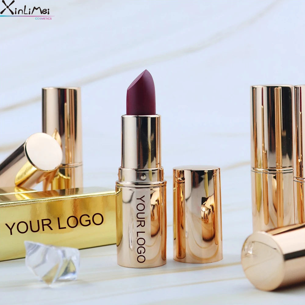 Hot Selling No logo Vegan Long Lasting Gold Lipstick Tubes Private Label Matte Lipstick