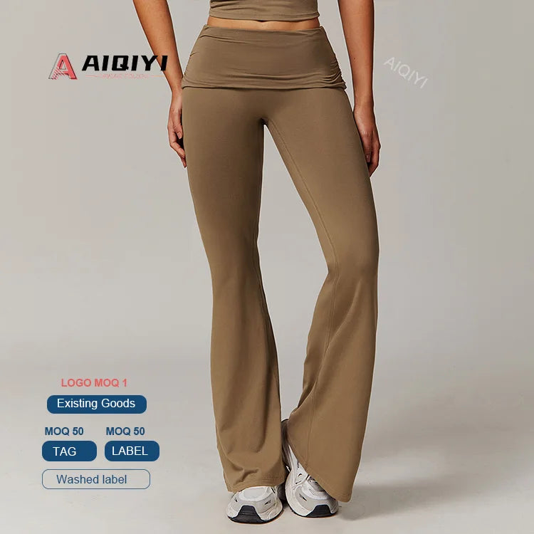 9152 New Hip Lift High Waist Yoga Pants for Women With Pockets Sports Wide-leg Flared Pants Casual Fitness Boot-cut Legging