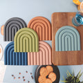 100% Food Grade  Reusable Semicircular Arch coaster  Heat Resistant Silicone Microwave Oven Mat Pot Holder Sink Mat
