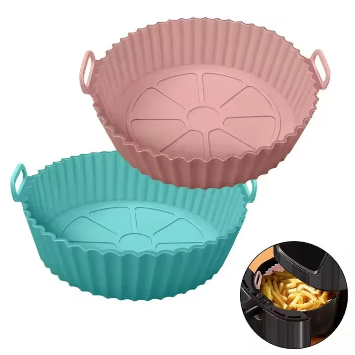 Hot Selling Reusable 8 Inch Round Silicone Air Fryer Liners Heat Resistant Easy Cleaning Air Fryer Silicone Pot