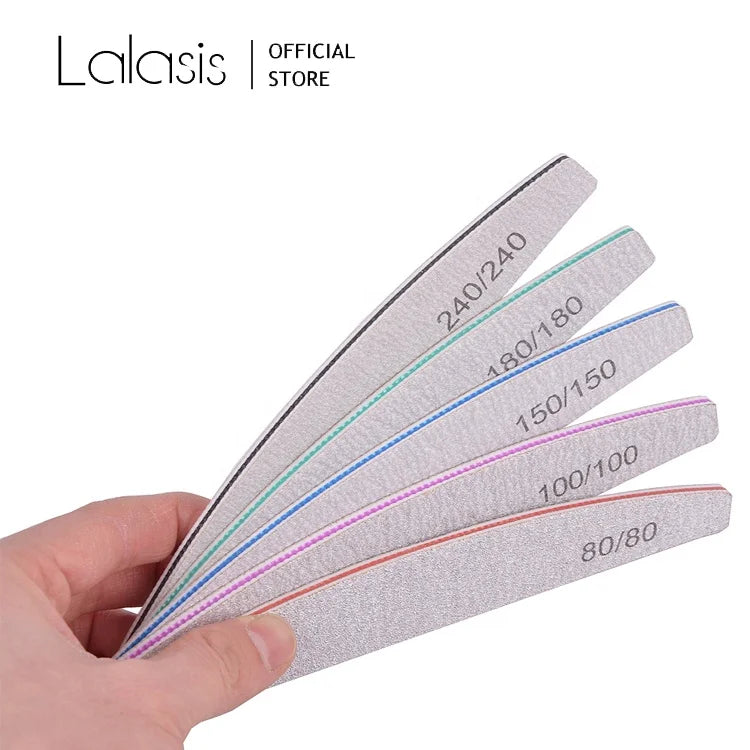 Lalasis Emery Board 80/100/150/180/240 Grit Sandpaper Washable Nail Buffering Files Double-sided Nail Polishing File