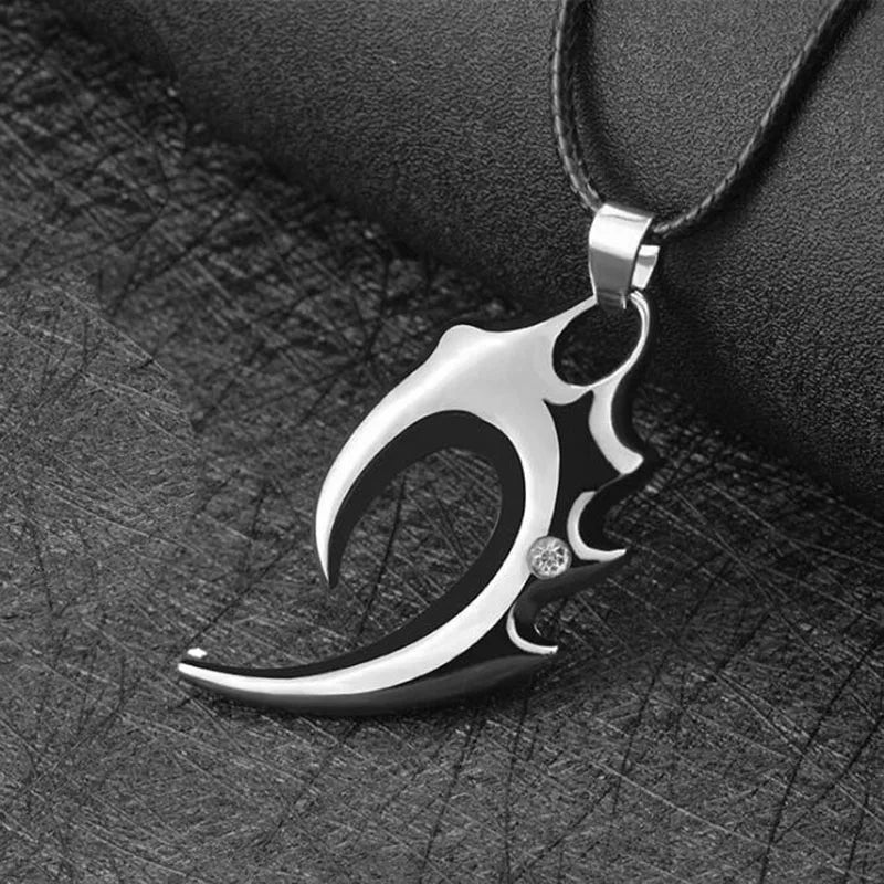 Punk Vampire Jewelry Gift Flame Crescent Necklace Double Dragon Sword Cross Pendant Necklace Pentagram Necklace for Women Men