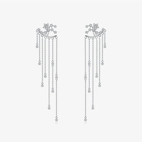 FUAMAY Fashion Jewelry Ladies 925 Silver Earrings Aretes High Quality Designer Party Tassel Earrings With Zircon