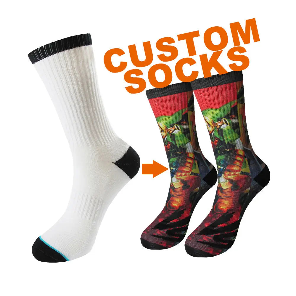 Wholesale Custom logo Crew All Over Print Socks Digital Print Socks Sublimation Printing Socks