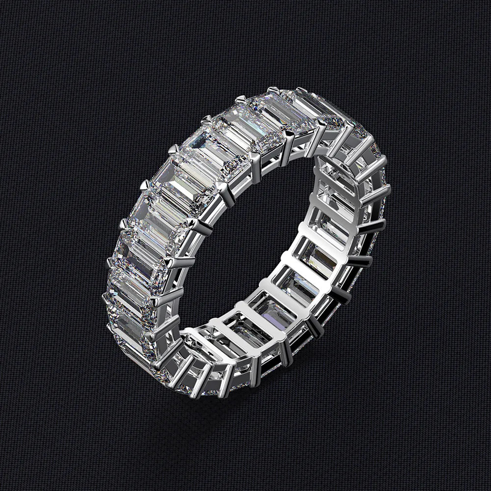 925 Silver Bridal Jewelry 1 Row Cubic Zirconia baguette Emerald Cut Diamond Engagement Wedding Ring