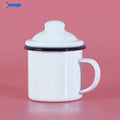 Black Rim Blank Coated Sublimation Cups Small Size 11oz Sublimation Enamel Mug Lid Cup with Lid