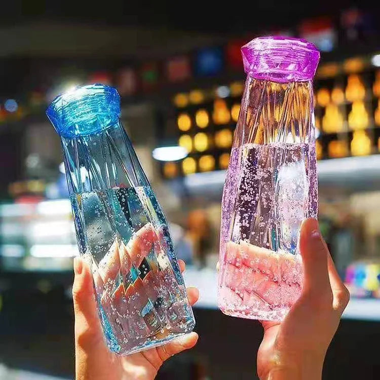2022 Factory New Product Wholesale Cheap Price Creative Rhombus Bling Colorful Glass Water Bottles