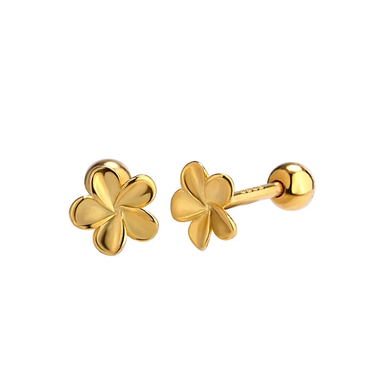 Wholesale New Design Simple Gold Jewelry Statement Korean Women Luxury Flower Sterling Silver Earrings Stud