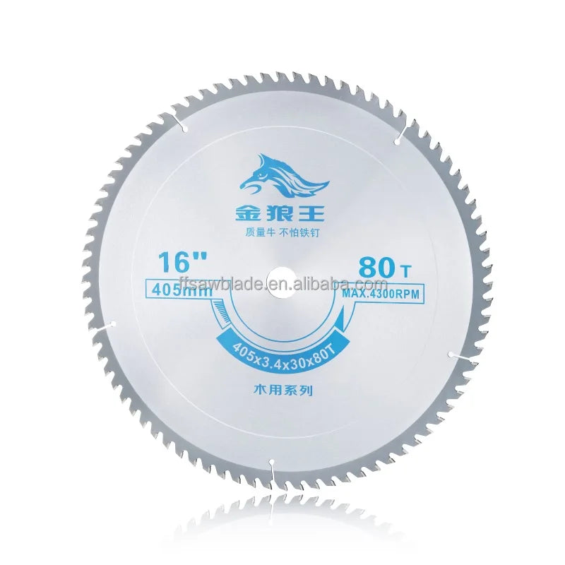 Industrial Grade White TCT 16" 405mm Circular Saw Blade with 80T Teeth for Wood Cutting 25.4mm Arbor OEM Long Life