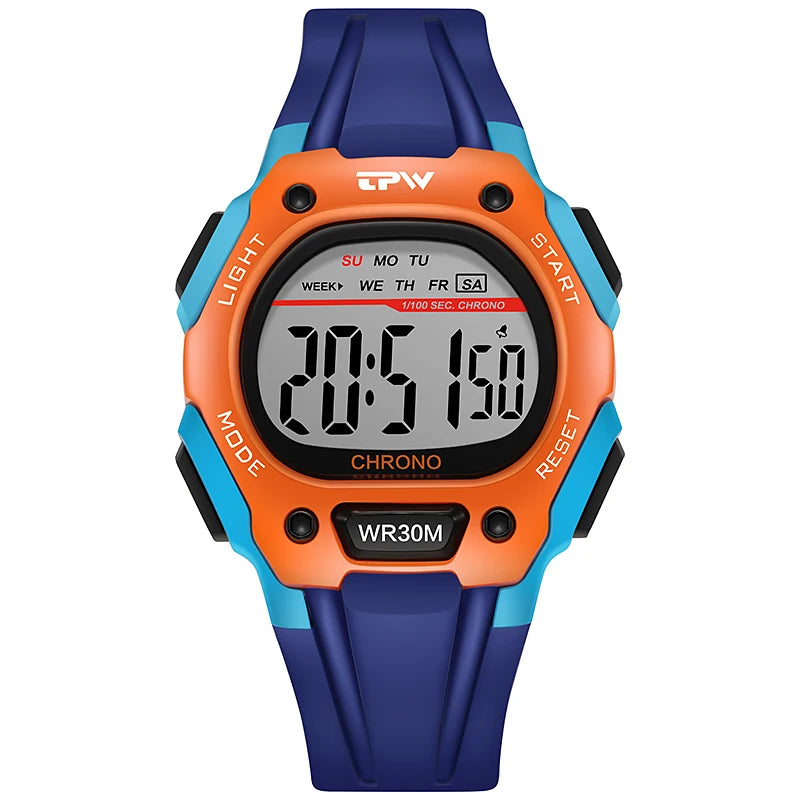 Top Brand Outdoor LED Sports Digital Wristwatches for Boys Girls Fashion Electronic Watch Luminous Simple Plastic Band Alarm for