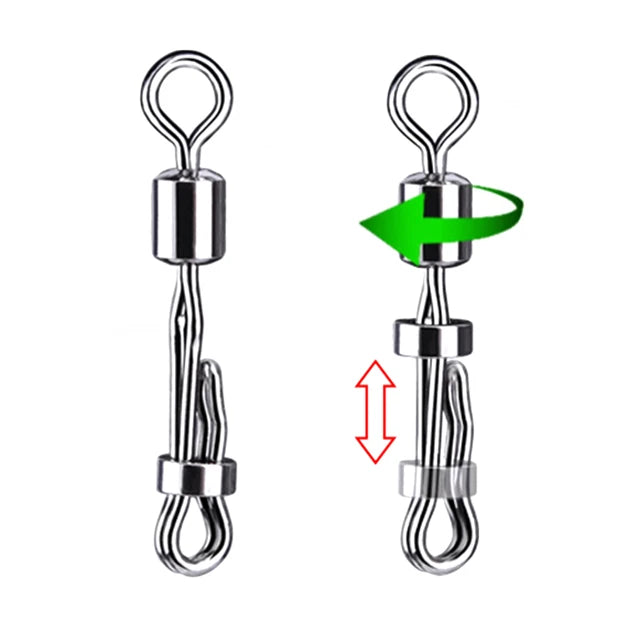Guosong #2#4#6#8 Fishing Rolling Swivel Snap Fishing Line Quick Link Fishing Hook Fast Connector