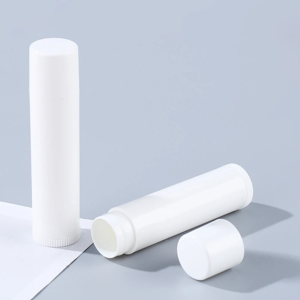 Custom Round Plastic Slim Solid Lip Balm Tubes White Empty Glue Stick Container