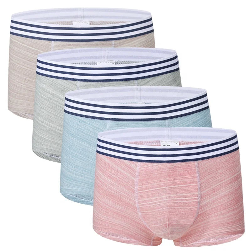 Section Color Cotton Boxer Shorts  Mid-waist U-convex Big Pouch Boxers Comfortable Men's Boxer Briefs