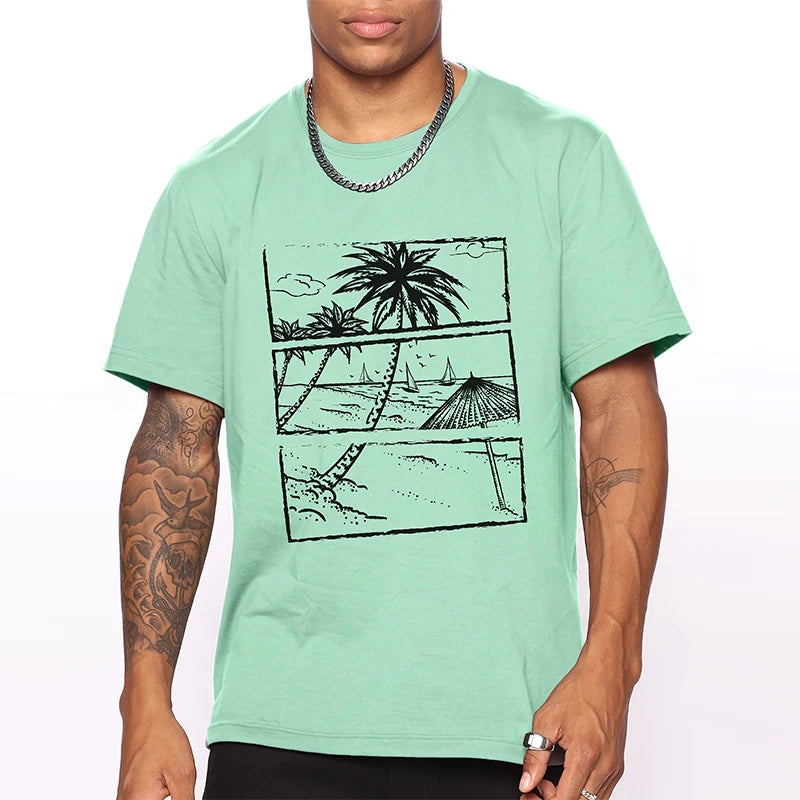 Fashion Summer Men's Cotton Plus Size Mixed Colors Breathable Cartoon Letter Quick Drying Oversized High Quality T-Shirt Tops