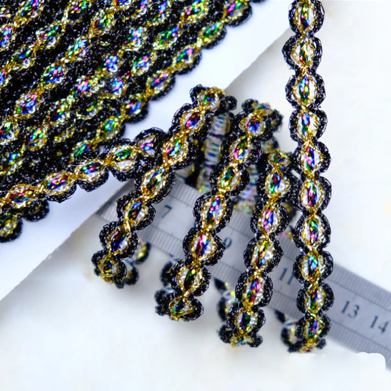 11mm Sewing Shiny Glitter Sequined Lace Cheap 18m Gold Silver Braided Turquoise Ribbon Diy Stage Clothing Costume Braid Trimming