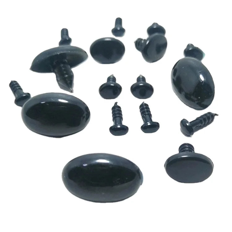 Factory Price in Stock Various Sizes Black Plastic Safety Oval Eyes Nose for Knitting Crafts