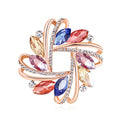 Jachon Luxury Flower Shaped Shiny Rhinestones Double Duty Jewelry Simple Alloy Plated Women Scarf Ring Clips