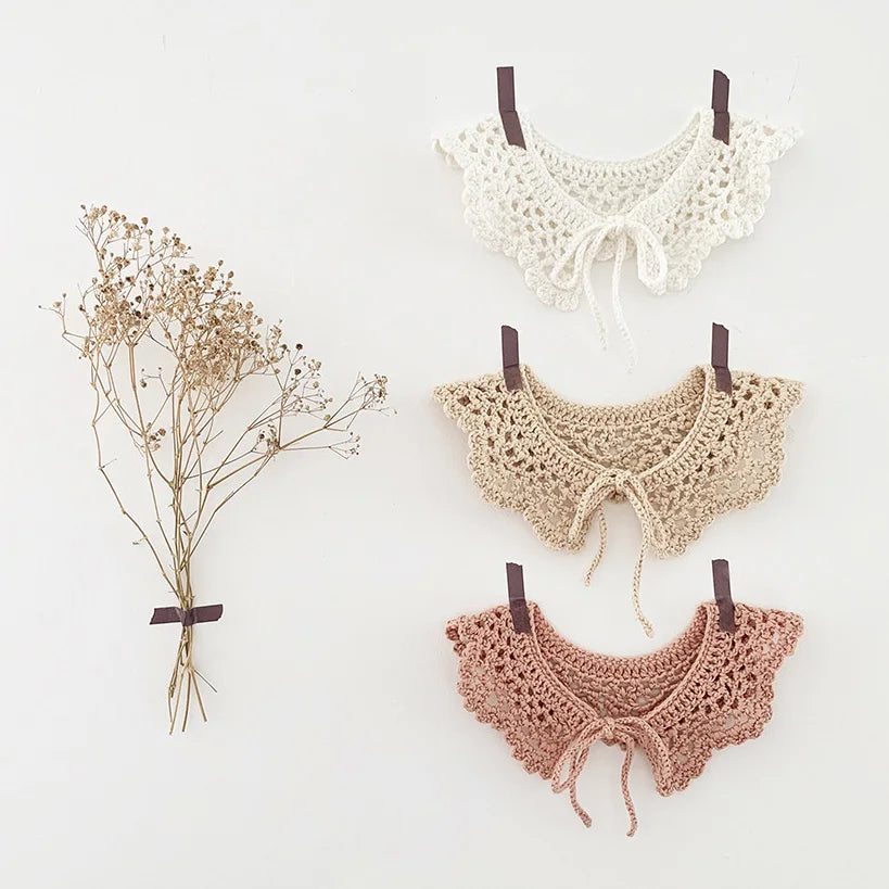 Wholesale Eco-Friendly Kids Fashion Handmade Crochet Floral Embroidery 100% Cotton Lace Collar with Hollow Neckline