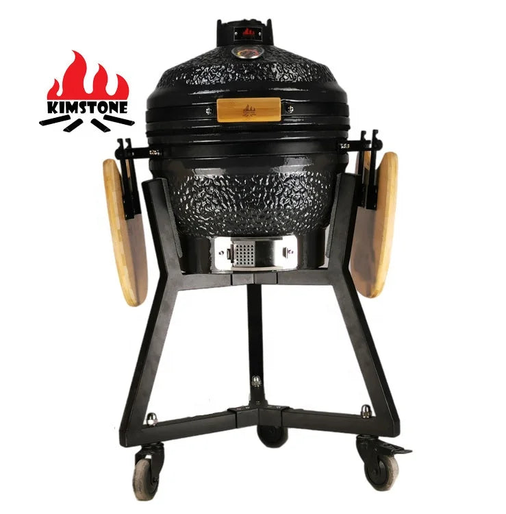 KIMSTONE 16 Inch Asador Chargrill Fours Bois Kamado Grill Xl Black Charcoal Ceramic Kamado Griller Smokeless Bbq Grill Charcoal