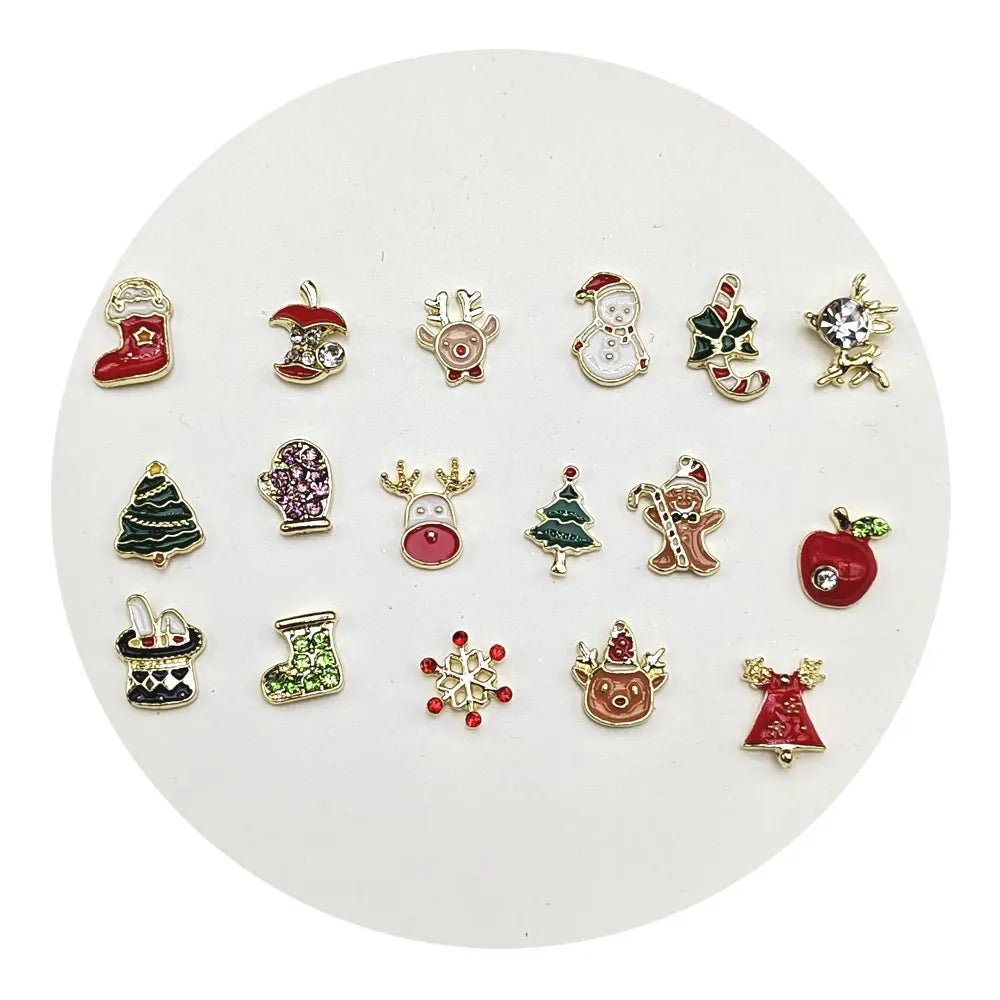 Metal Pendant Mini Metal Sticker Christmas Festival Style Cute Winter Bead Alloy Jewelry Beads for Nail Sticker Jewelry Crafts