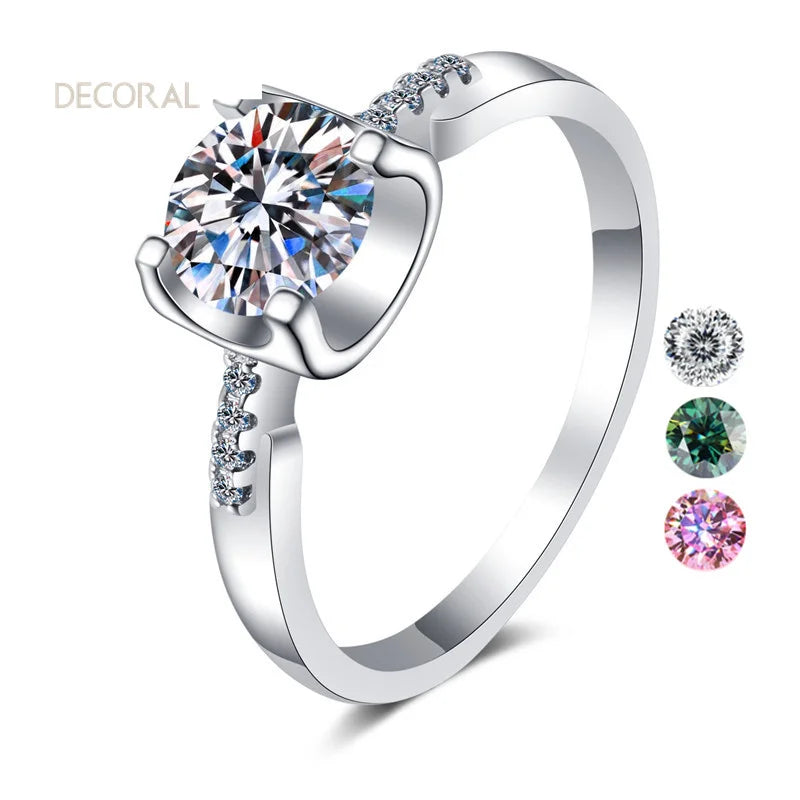 Customized Wholesale Unique Jewelry 1ct 2ct Moissanite Ring S925 Sterling Silver 18k White Gold Diamond Ring for Women