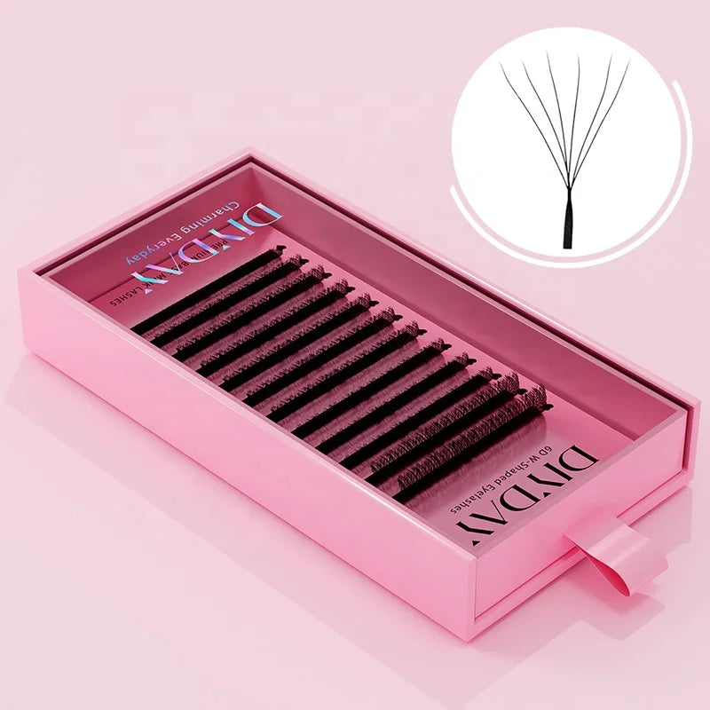DIYDAY 6D Clover Premade Individual Eyelashes Extensions L LU M Curl  False Mink Lashes Wholesale